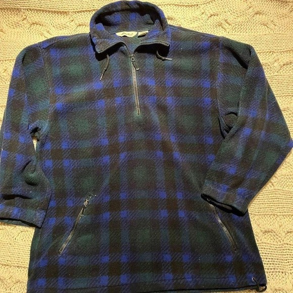 Vintage EDDIE BAUER 1/4 Zip Fleece Navy/Green Plaid
Women's tall medium - Picture 4 of 4